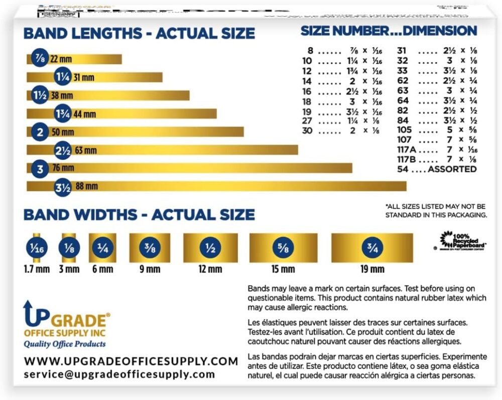 Upgrade Office Supply Rubber Bands, (3-1/2" x 1/4"), Natural Crepe, Made in USA - Image 3