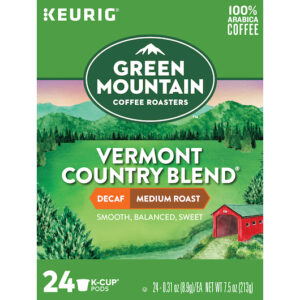 Green Mountain Coffee Vermont Country Blend Decaffeinated K-Cup Pods 96 Per Case