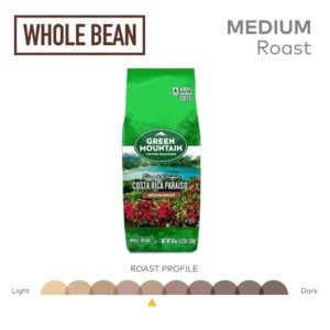 Green Mountain Coffee Costa Rica Paraiso, 18Oz Whole Bean, 18 Ounce, 6 Per Case