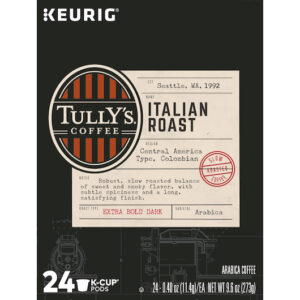 Tullys Coffee K-Cup Pod Italian Roast 96 Per Case