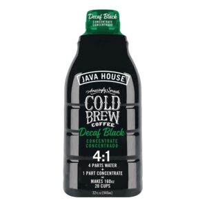 Java House Cold Brew Colombian Black Decaf 4:1 Concentrate, 1 Count, 6 Per Case