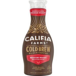 Califia Farms Pure Black Medium Roast Cold Brew 48 fl oz (3 lbs) 6 Per Case
