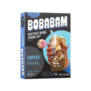 Bobabam Coffee Instant Boba Kit- 4 Packs With Straws, 9.2 Ounce, 6 Per Case