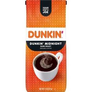 Dunkin' Midnight Caffeine Ground Coffee, 11 Ounce, 6 Per Case