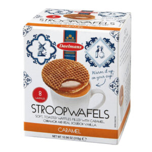 Daelmans Jumbo Caramel Stroopwafel Cube Box, 10.94 Oz (8 Boxes Per Case)
