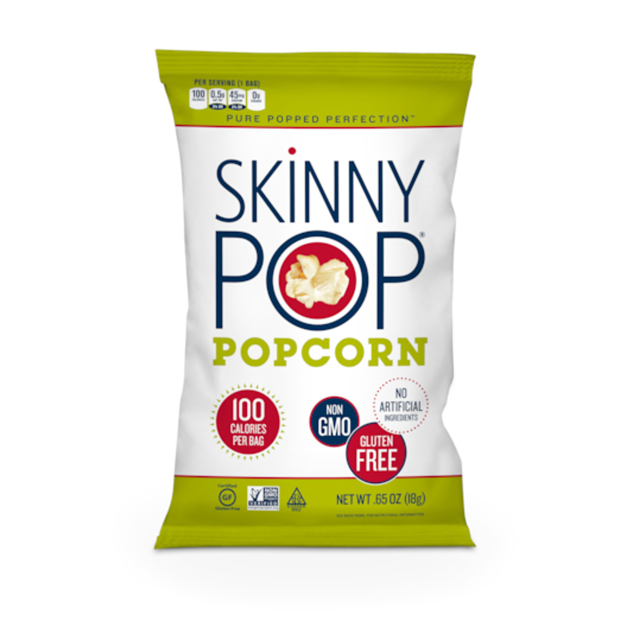 SkinnyPop Popcorn Original Bags .65 Oz (Pack of 30)