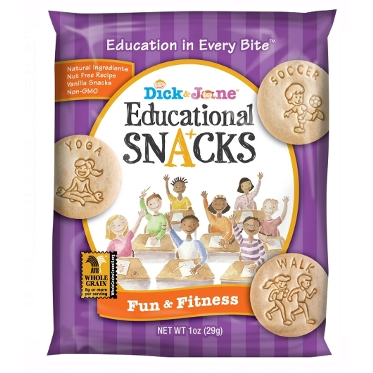 Dick And Jane Fun & Fitness Educational Snack Crackers, 1 Ounce Pouch, 120 Per Case