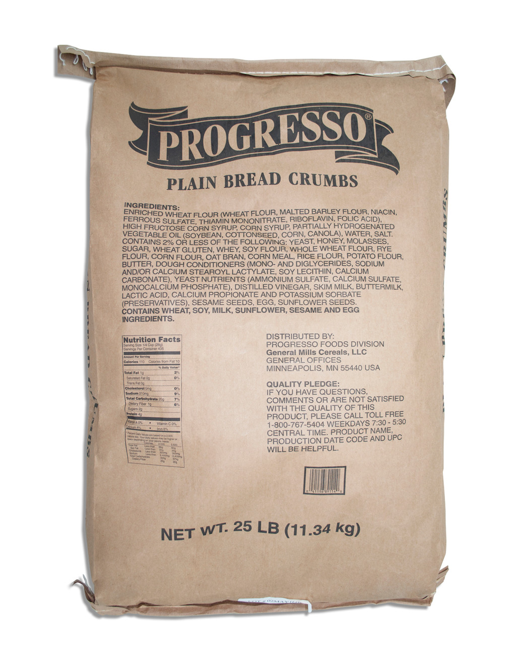 General Mills Progresso Bulk Plain Bread Crumbs, 25 Pound per Pack, 1 Per case