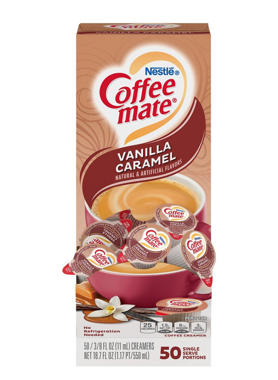 Coffee-Mate Vanilla Caramel Single Serve Liquid Creamer, 0.375 Ounce per Cup, 180 per Case
