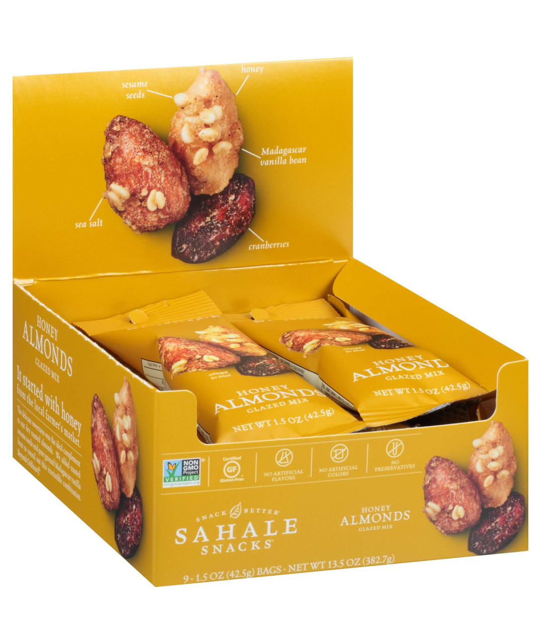 Sahale Snacks Honey Almonds Glazed Mix, 1.5 Ounce, 9 per Pack, 12 Packs per Case