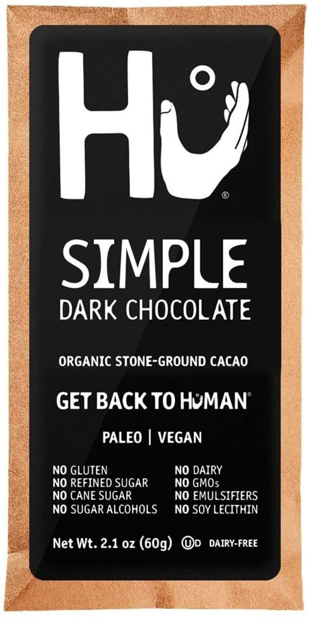 Hu Organic 70% Vegan Dark Chocolate Simple Bar, 2.1 Oz (24 Packs)