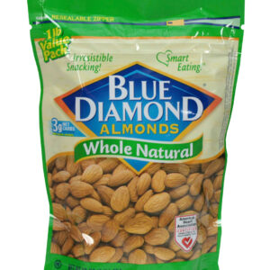 Blue Diamond Almonds Whole Natural, 16 Ounce, Pack of 6