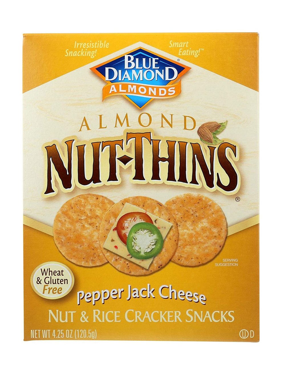 Blue Diamond Nut Thins Pepperjack Cheese Crackers, 4.25 Ounce, Pack of 12