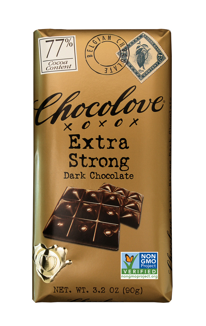 Chocolove Extra Strong Dark Chocolate Bar, 3.2 Ounce Bar, 12 per Pack, 12 per Case