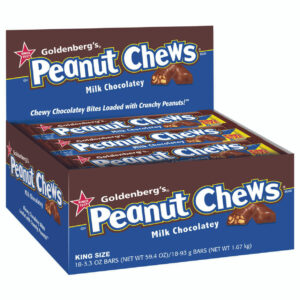 Goldenberg s Peanut Chews Milk Chocolatey, King Size, 18 Bars per Carton, Pack of 8