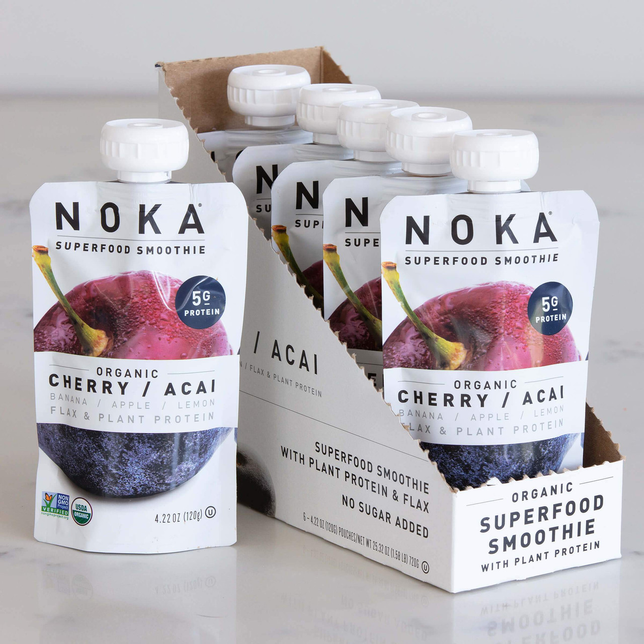 Noka Cherry Acai Superfruit Smoothie, 4.22 Ounce Bottle, 6/Box, 2/Case