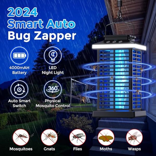 Bug Zapper Outdoor, Mosquito Zapper 2 in 1 Portable & Rechargeable Bug Zapper Outdoor - Image 3