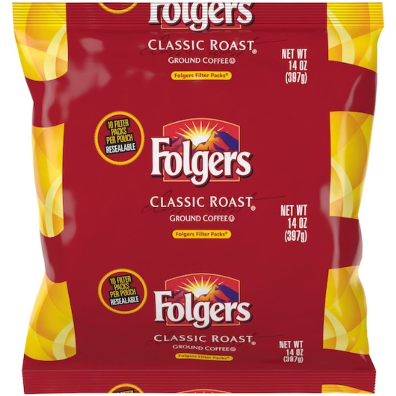 Folgers Classic Roast Coffee Filter Pack, 1.4 Oz,16 Per Case