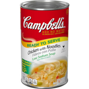 Campbell s Classic Low Sodium Chicken Noodle Shelf Stable Soup, 50 Ounce Can, 12 per Case