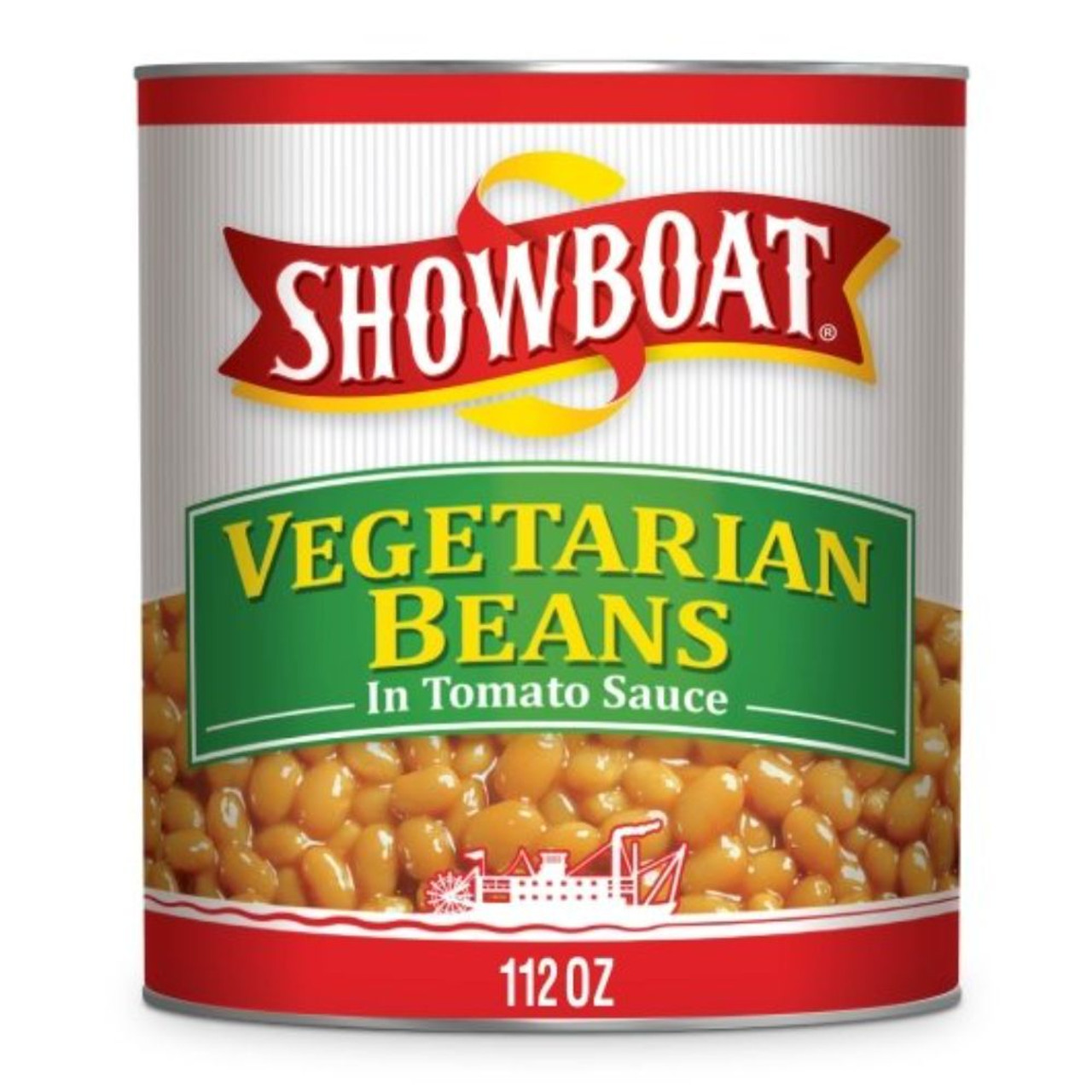 Showboat Vegetarian Beans in Tomato Sauce, 112 Ounce, 6 Cans Per Case