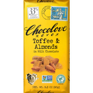 Chocolove Toffee & Almonds in Milk Chocolate (master case), 3.2 Ounce, Pack of 12