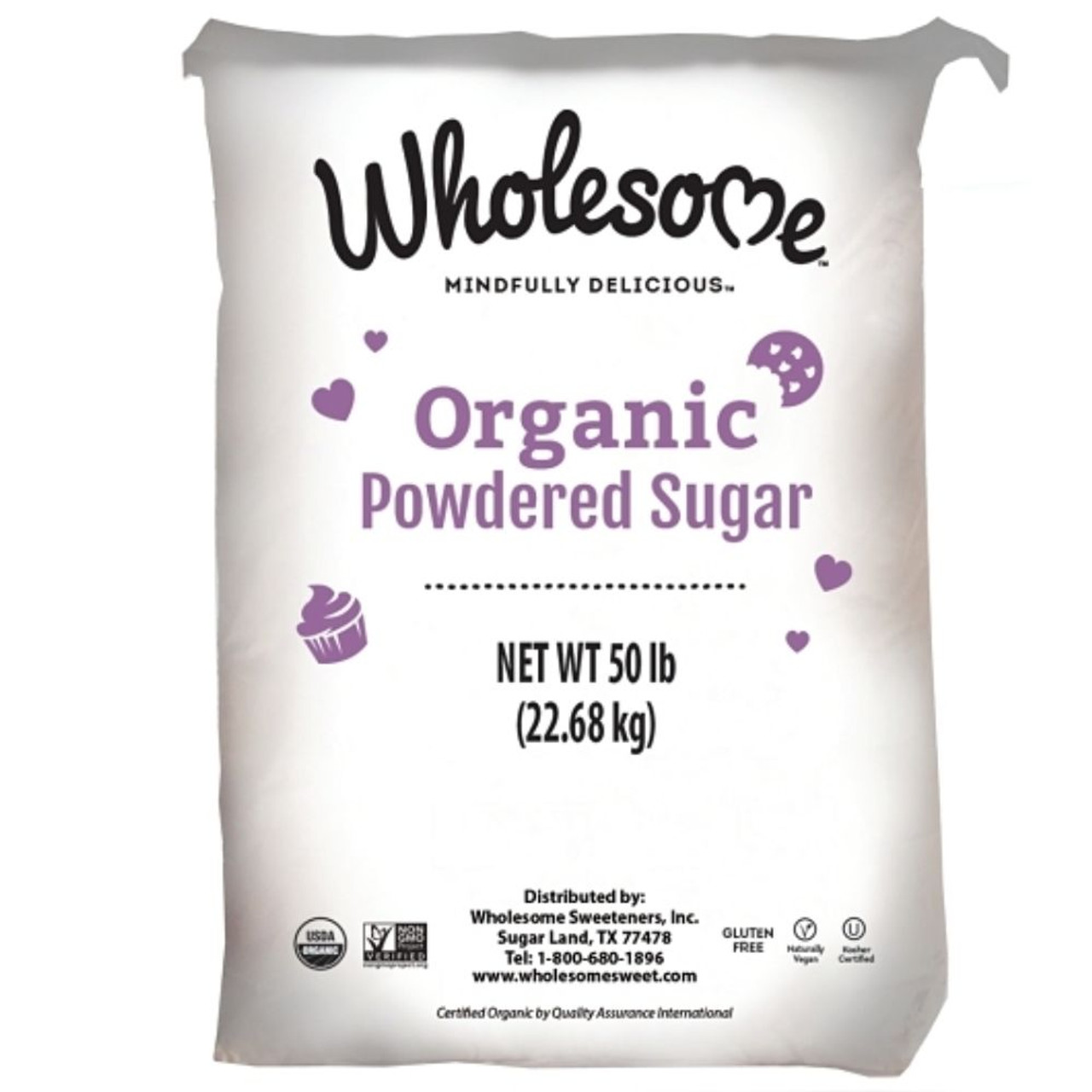 Wholesome Sweeteners Organic Powdered Sugar (6x), 50 Pound