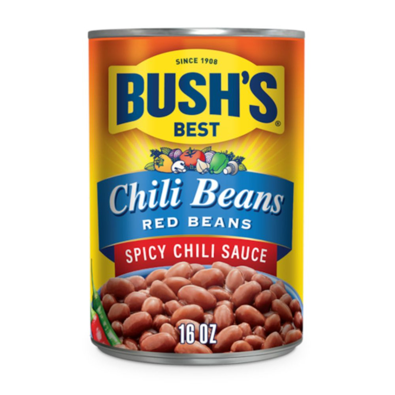 Bush s Best Hot Chili Beans Red Beans Hot Chili Sauce, 16 Ounces Per Pack - 12 Per Case