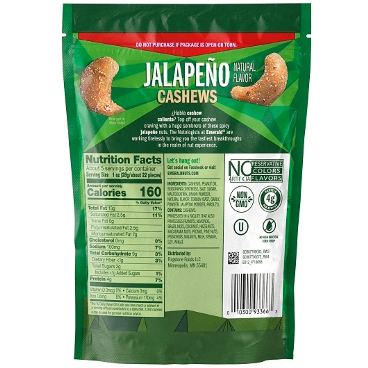 Emerald Cashews Jalapeno, 5 Ounce, 6 Per Case