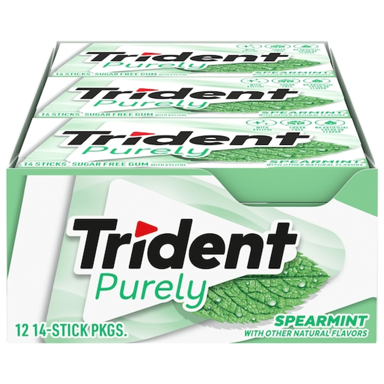Trident Spearmint Gum, 14 Count, 12 Per Box, 12 Per Case