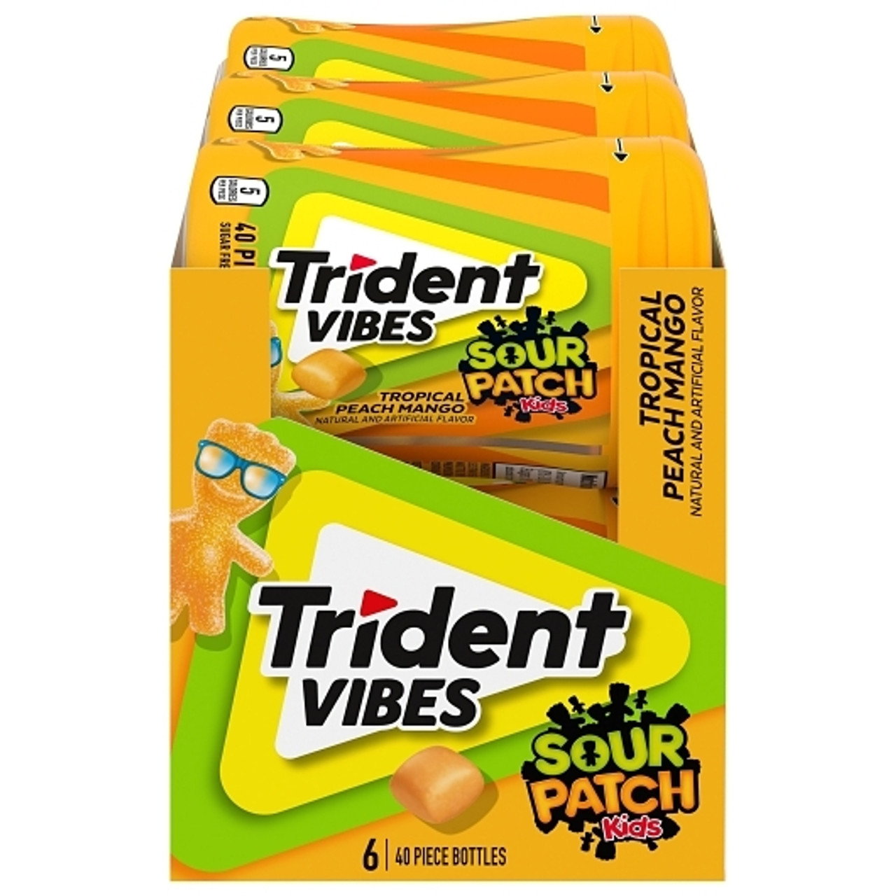 Trident Vibes Tropical Gum, 40 Count, 6 Per Box, 4 Per Case