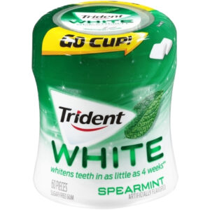 Trident White Gum Spearmint Sugar Free Fridge Pack, 60 Count, 6 Per Box, 4 Per Case