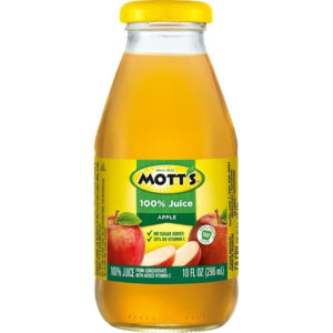 Mott s 100% Apple Juice, Glass Bottle, 10 Fluid Ounce, 24 Per Case