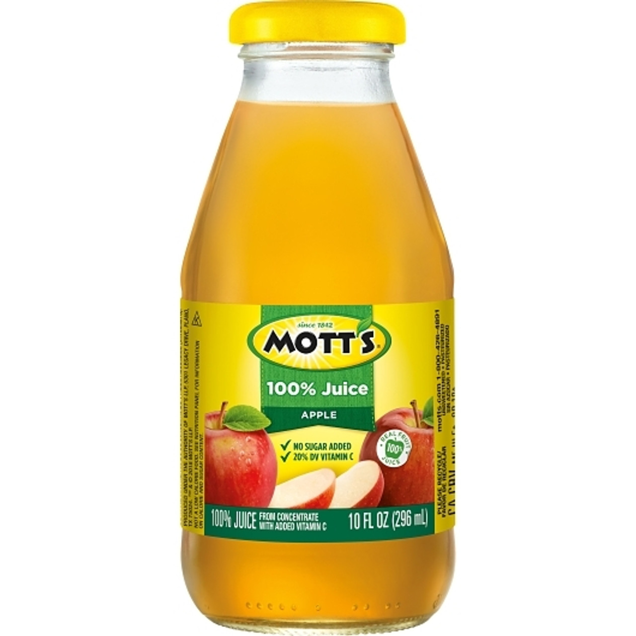 Mott s 100% Apple Juice, Glass Bottle, 10 Fluid Ounce, 24 Per Case