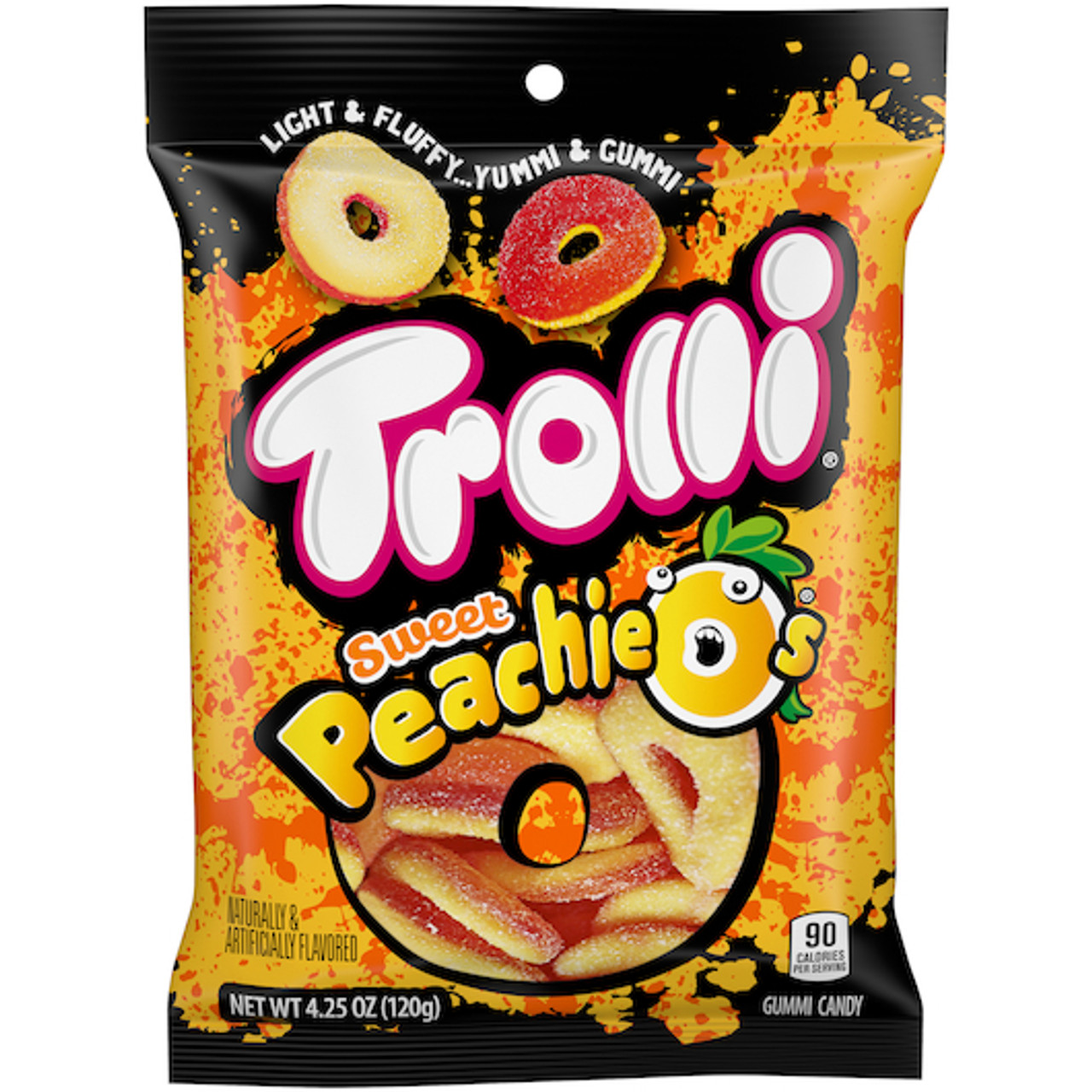Trolli Peachie O s Gummy Candy, 4.25 Ounce Peg Bag - 12 Per Case