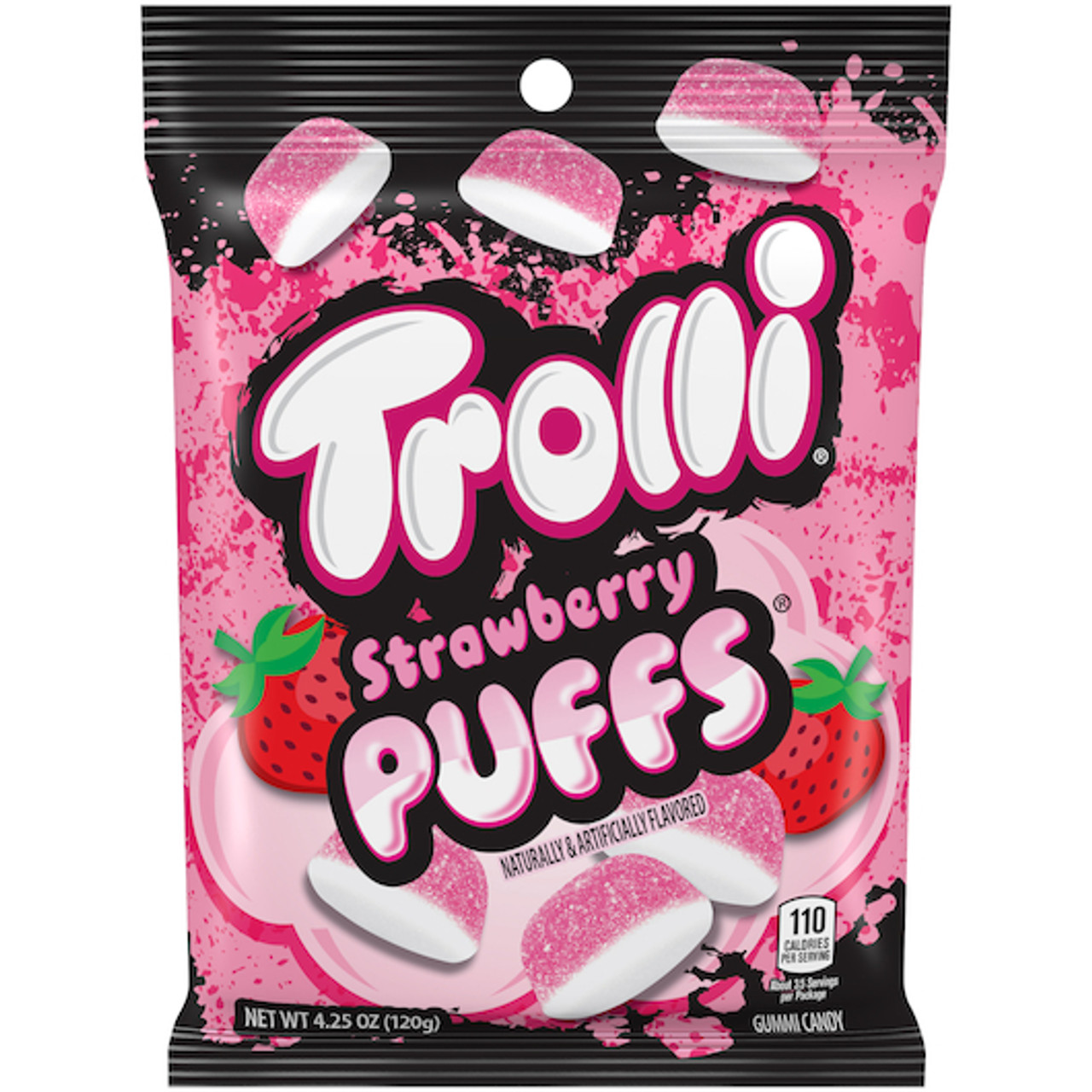 Trolli Puffs Strawberry Gummy Candy Peg Bag, 4.25 Ounce, 12 Per Case