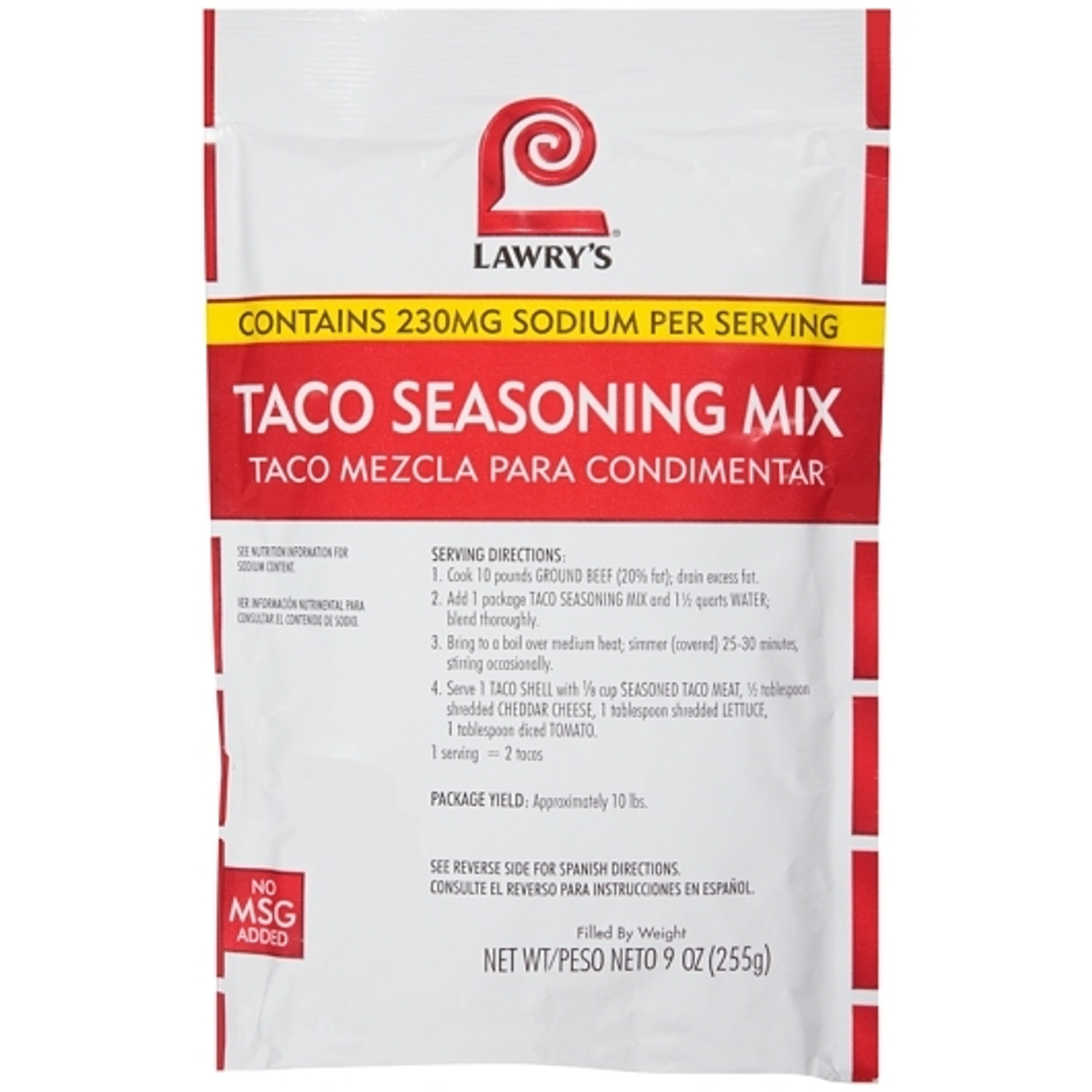 Lawrys Taco Seasoning Mix, 9 Ounce, 6 Per Case