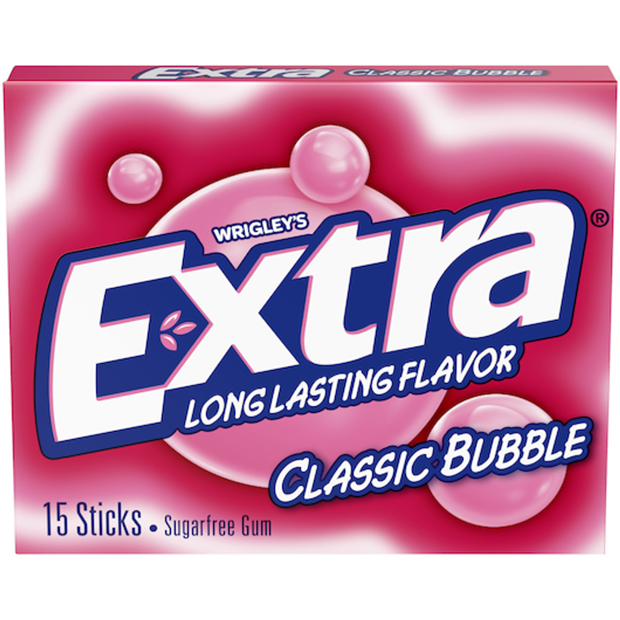 Extra Classic Bubble Gum, 15 Piece, 10 Per Pack, 12 Per Case