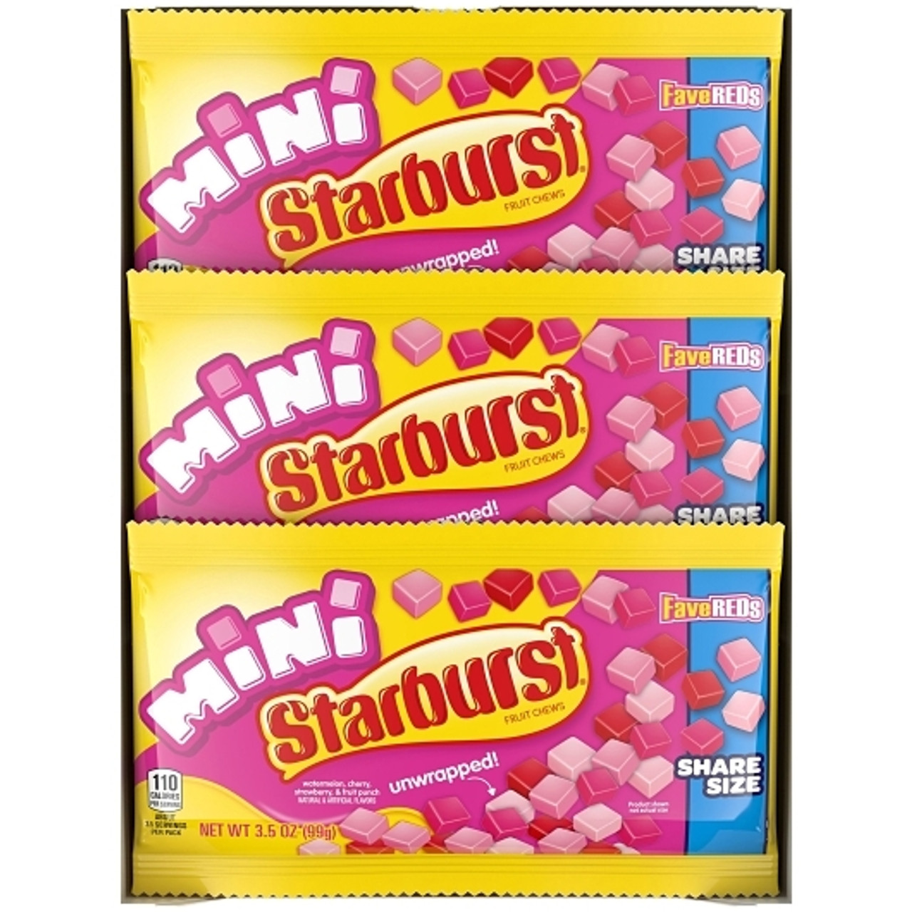 Starburst Mini Fave Reds Share Size, 3.5 Ounces, 15 Per Pack, 6 Per Case