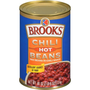 Brooks Hot Chili Beans, Red Beans in Chili Sauce, 40 Oz (Pack of 12)
