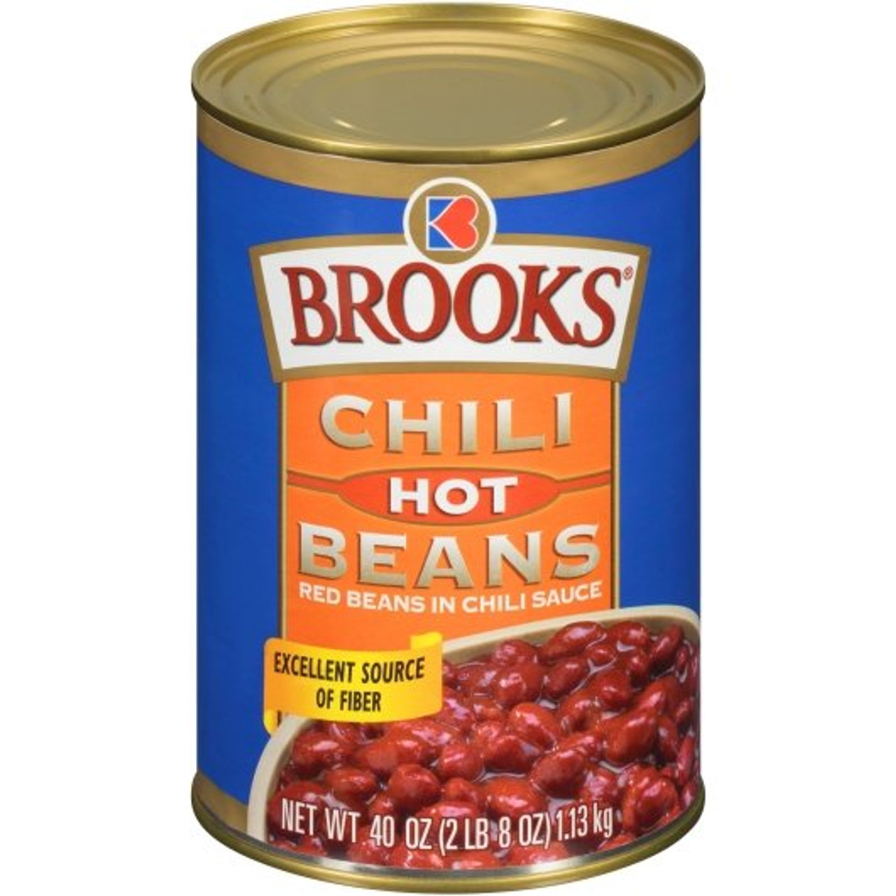 Brooks Hot Chili Beans, Red Beans in Chili Sauce, 40 Oz (Pack of 12)