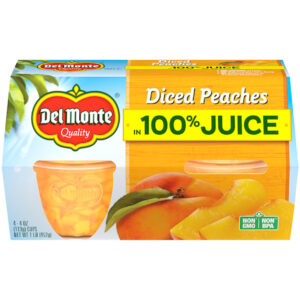 Del Monte Yellow Clingstone Peaches Diced In 100% Juice, 16 Ounce, 6 Per Case