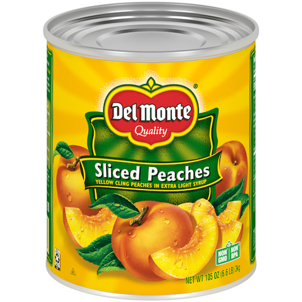 Del Monte Sliced Peaches In Extra Light Syrup, 105 Ounce, 6 Per Case