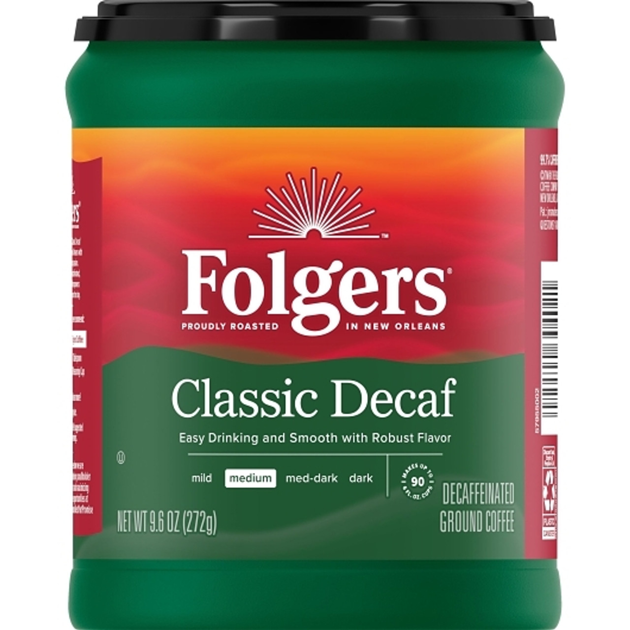 Folgers Decaffeinated Classic Roast, 9.6 Ounces, 6 Per Case