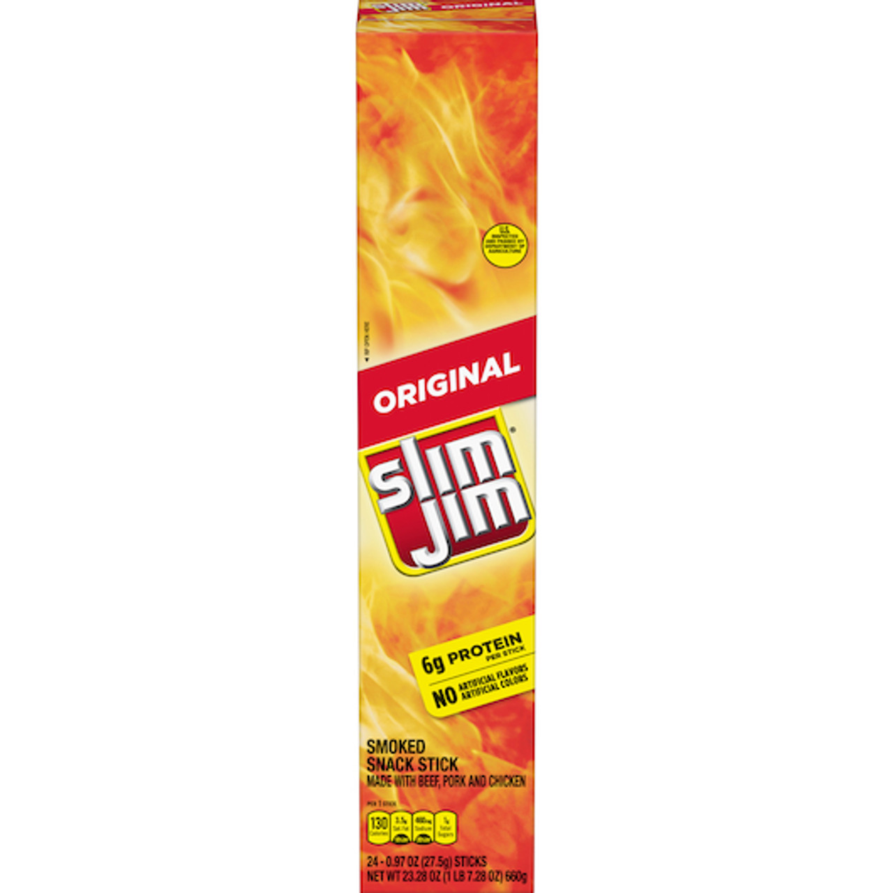 Slim Jim Original Giant Meat Smoked Snack Stick, 0.97 Ounces, 24 Per Box, 6 Per Case