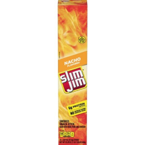 Slim Jim Giant Nacho Flavored Smoked Meat Snack Sticks, 0.97 Ounces, 24 Per Box, 6 Per Case