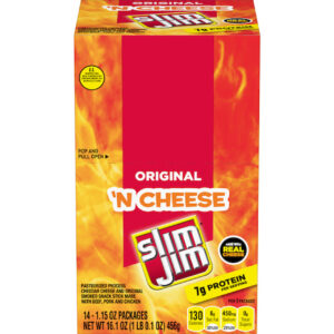 Slim Jim Cheese Original, 1.15 Ounces, 14 Per Box, 6 Per Case