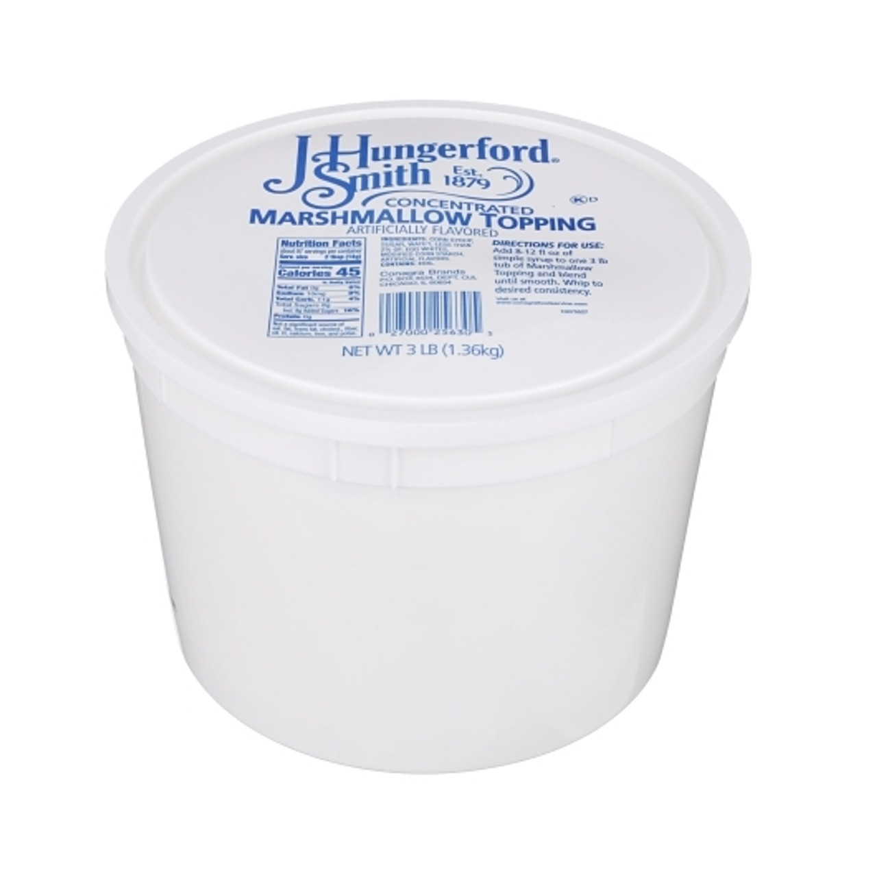 Jhs Marshmallow Topping Tubs, 3 Pounds, 4 Per Case