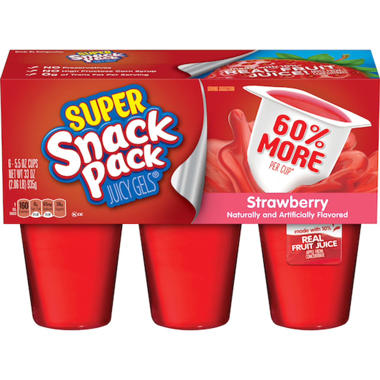 Snack Pack Strawberry Gels, 33 Ounces, 8 Per Case