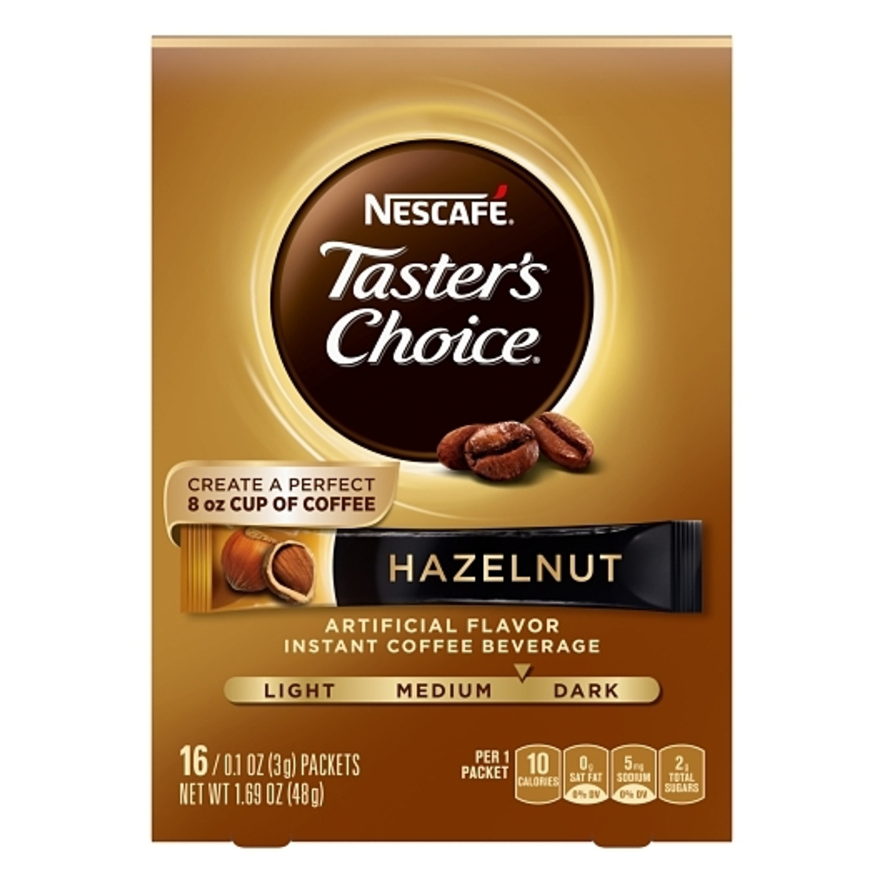 Nescafe Tasters Choice Instant Coffee Hazelnut, 1.69 Ounce, 8 Per Case