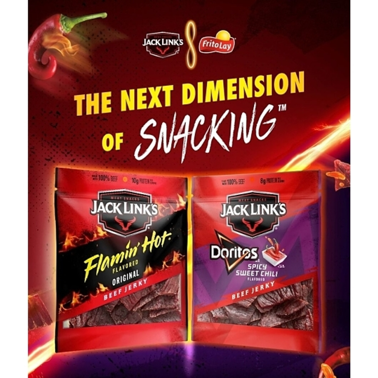 Jack Link s Flavored Meat Stick Doritos Spicy Sweet Chilli, 0.92 Ounce, 120 Per Case